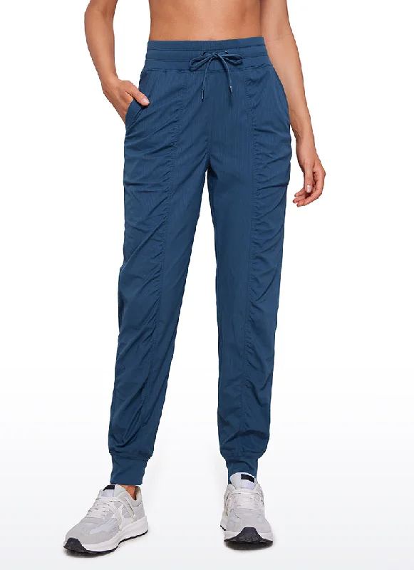 British Style Striped Joggers with Pockets 28'' - Ruched