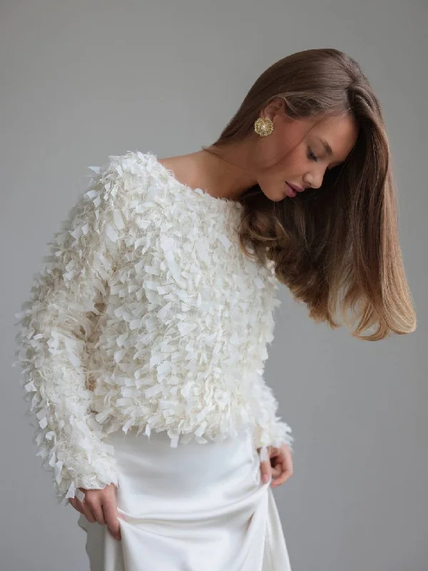 Creative Prints Textured Feather-Detail Blouse