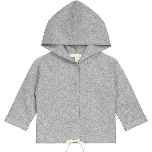 Classic style Baby Hooded Cardigan in Grey Melange by Gray Label - Last Ones In Stock - 0-6 Months