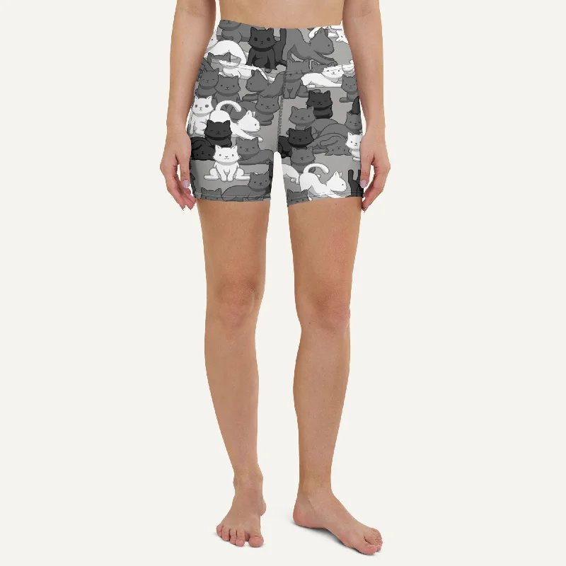 Minimal Style Cats Camouflage Urban High-Waisted Shorts
