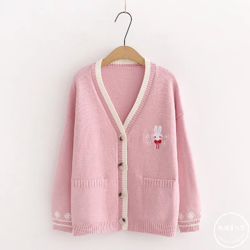 End Of The Year Cute v-neck cardigan sweater  039