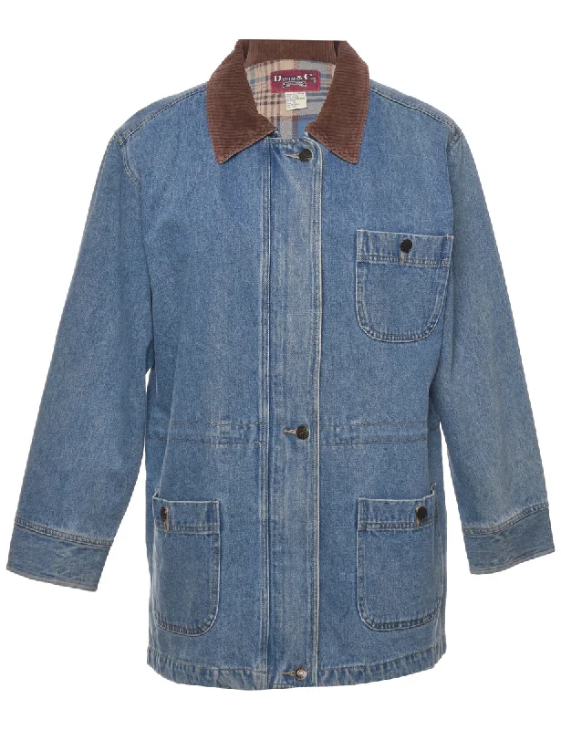 Classic Corduroy Collar Denim Jacket - S