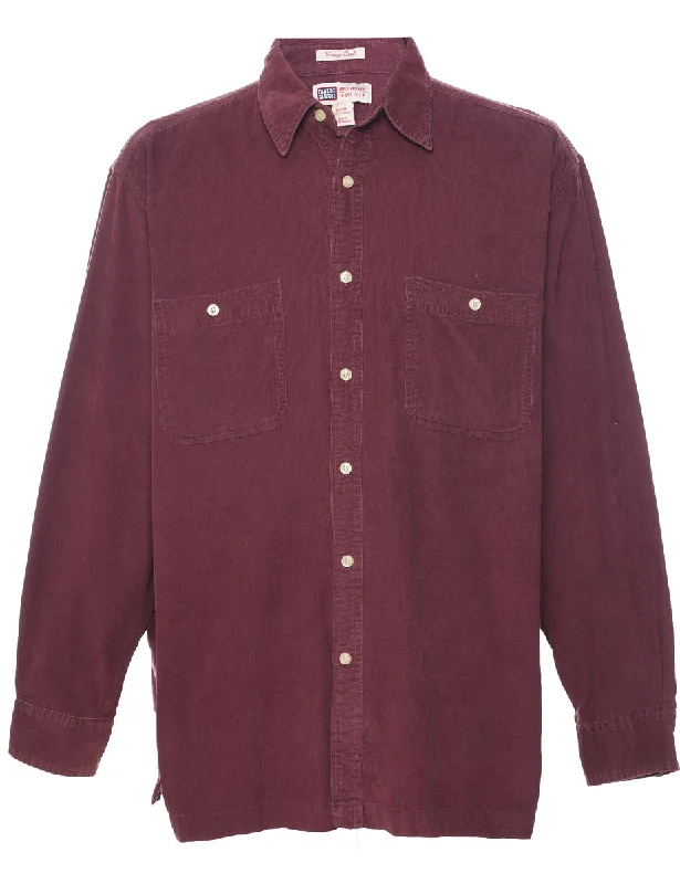 Fashion Innovation Corduroy Maroon Shirt - L