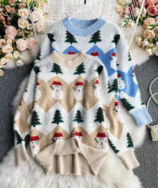 French Style Sweater cute Christmas pattern sweater  059