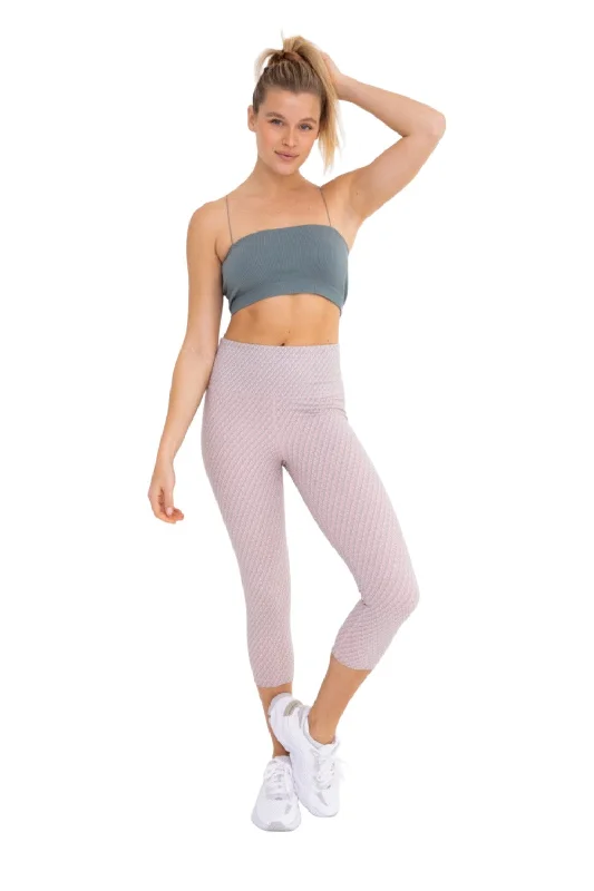 Simple Solid Color Mono B Geo Spiral High-Waist Capri APH-A08117