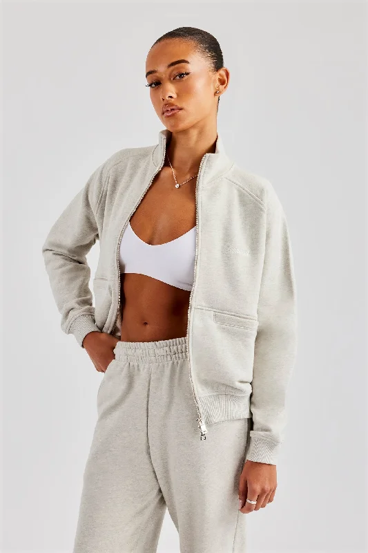 Lazy Home Funnel Neck Zip Through Sweat - Ash Grey