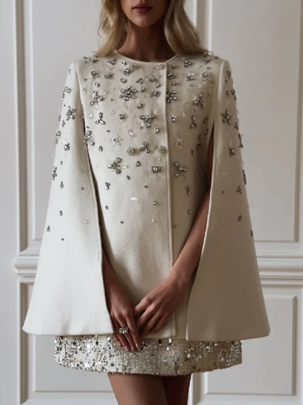 Youthful Style Embellished White Cape