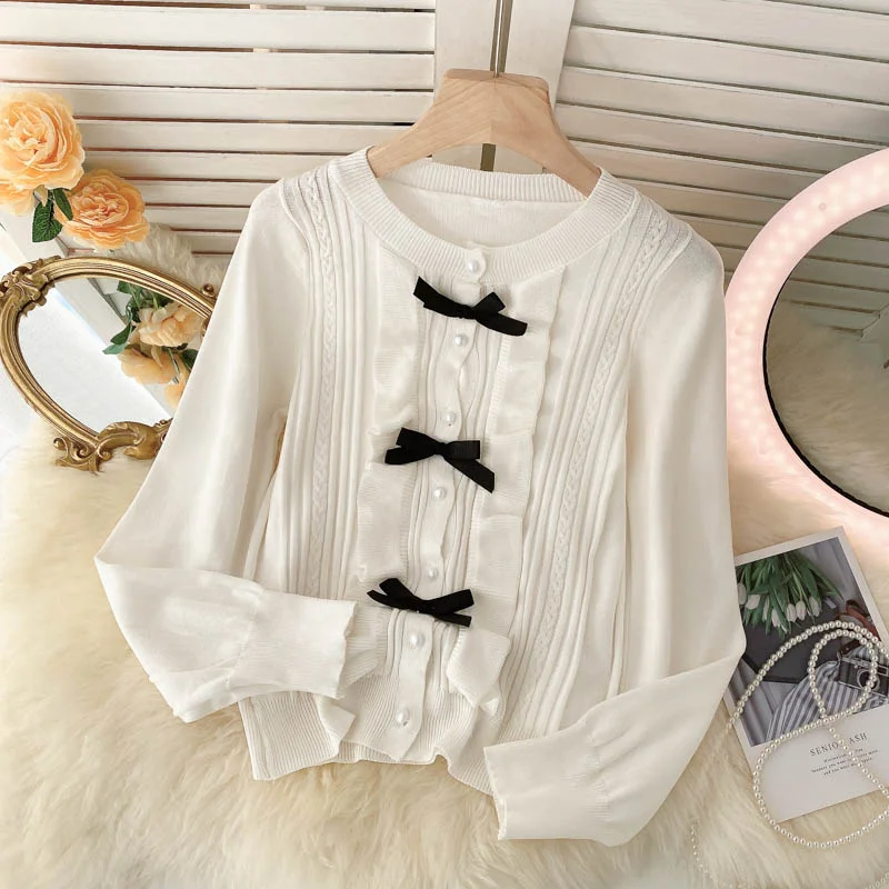 Fashion Wear Lovely bow-knot long-sleeved cardigan sweater  010