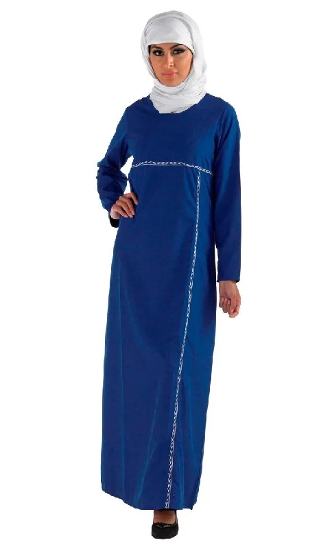 Slim Fit Everyday Slip On Basic Abaya Dress (Navy)
