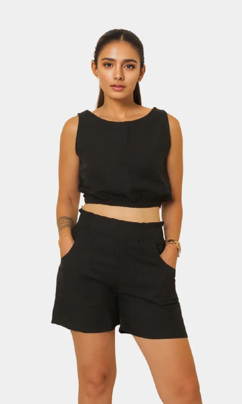 Stylish Comfort Two Piece Women Summer Set (Black)