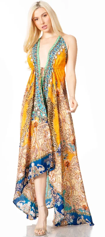 Breathable Comfort Sakkas Lizi 2 Women's High-Low Halter Maxi Dress for Beach and Vacation Parties