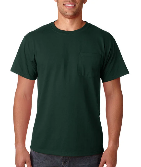 Knitted Design 29MP - Jerzees Adult 5.6 oz. DRI-POWER® ACTIVE Pocket T-Shirt | Forest Green