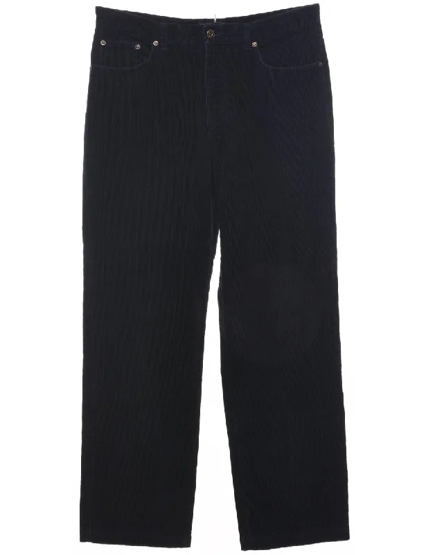 High-end Fabrics Corduroy Black Trousers - W34 L30