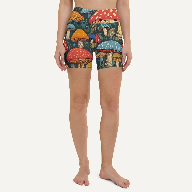 Fresh And Natural Mushroom Jungle High-Waisted Shorts