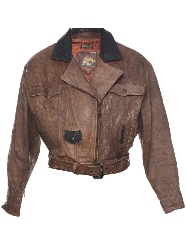 Trendy Items Cropped Leather Jacket - M