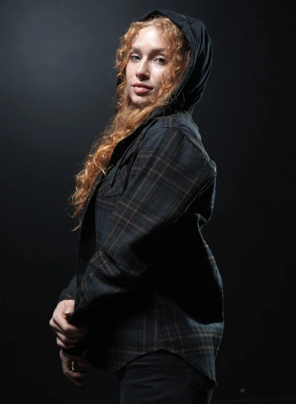 Fashionable Inner Wear WOMEN'S HOODED FOREVER FLANNEL - NAVY