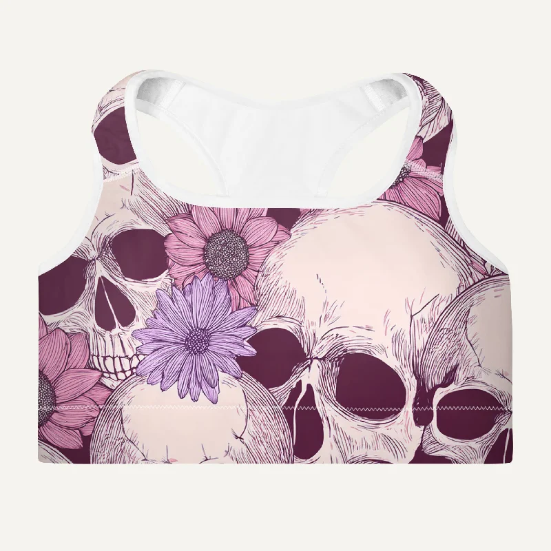 Fashion Selection Pastel Floral Skulls Padded Sports Bra