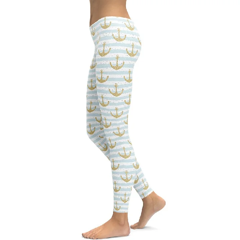 College Style Glittery Anchor Leggings