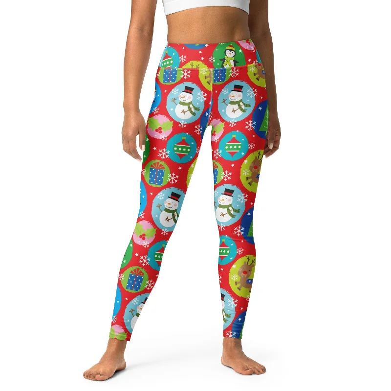 Elegant Series Colorful Holiday Joy Yoga Leggings