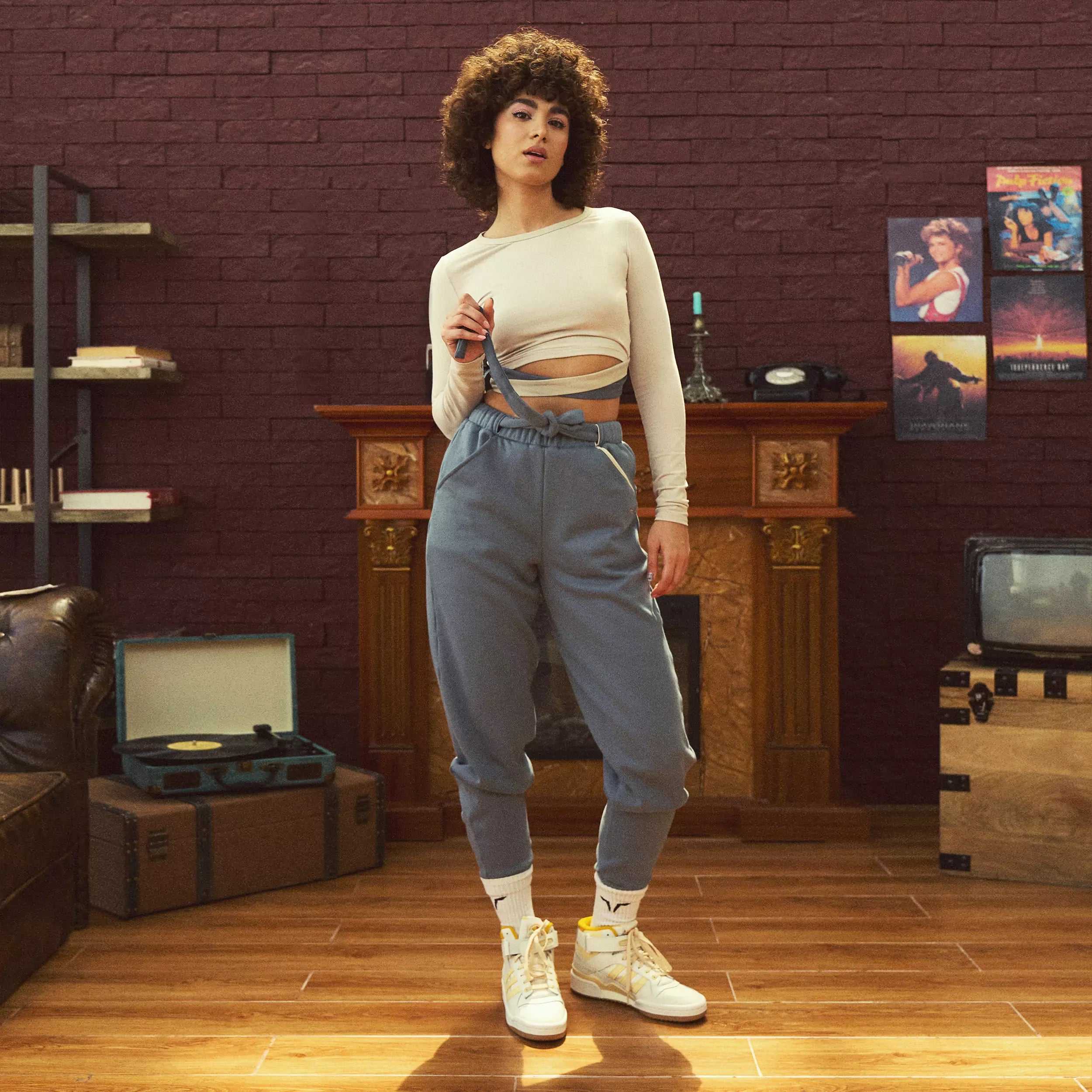 Relaxed Chic Retrograde Criss Cross Tie Joggers - Stormy Weather