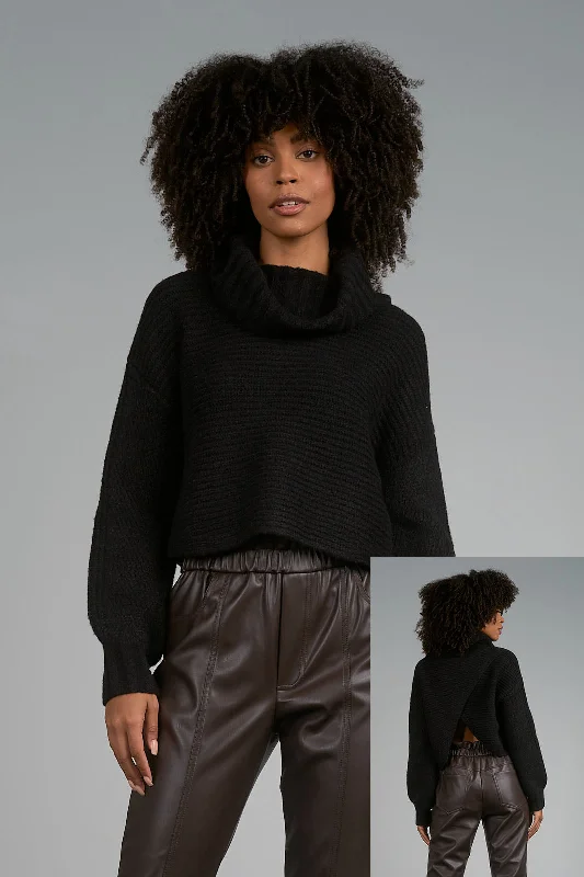 Elegant Comfort Open Back Turtleneck Sweater