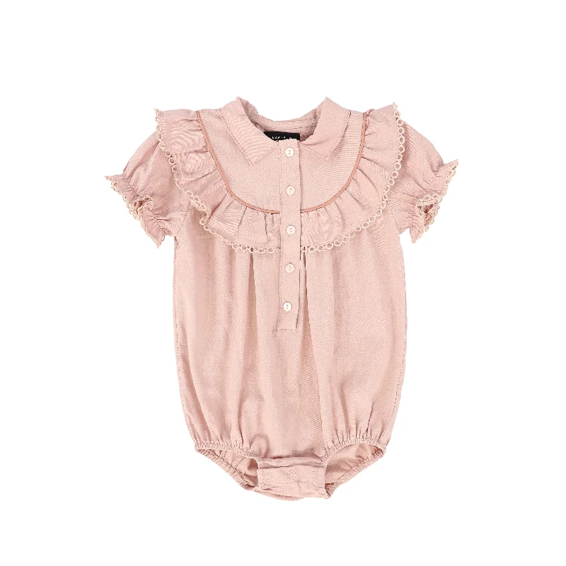Minimal Style BAMBOO PINK LACE TRIM ROMPER