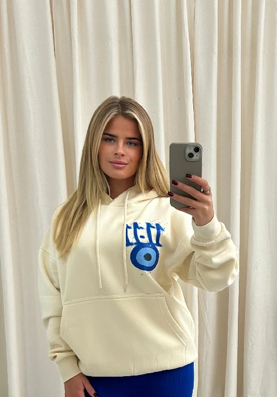 Multifunctional Style 11:11 Graffiti Hoodie Cream