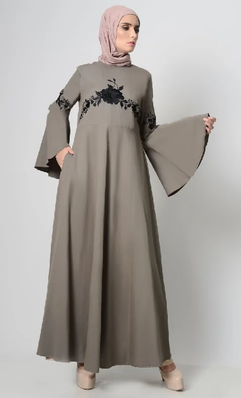 Casual Style Vintage Vibe Embroidered Abaya