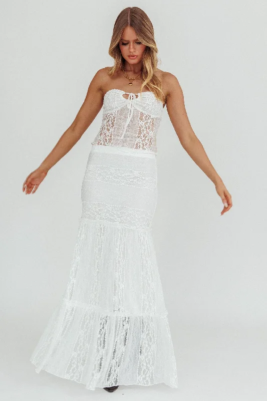Design Trend Laganas Maxi Lace Skirt White