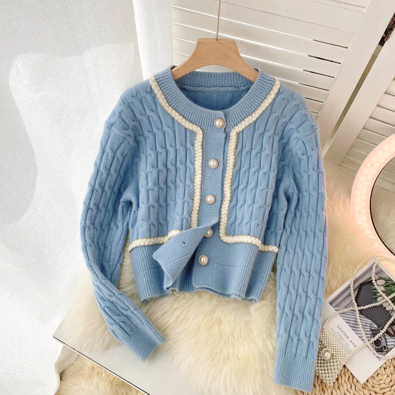 Bright Colors Cute knitted short long sleeve sweater  013