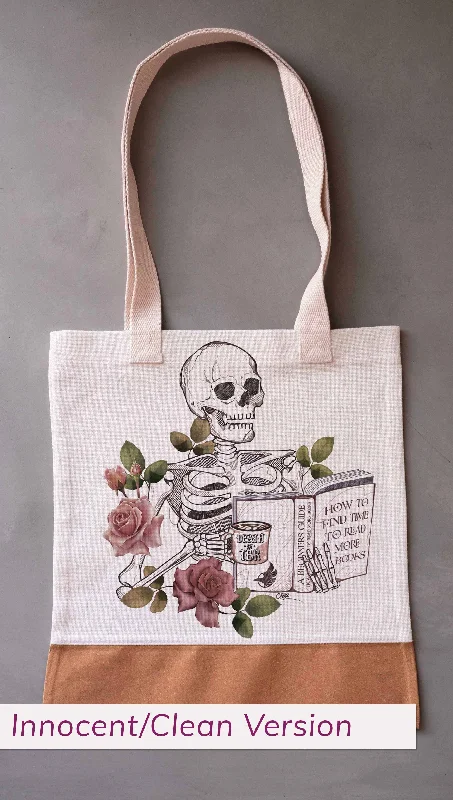 Refreshing Design Death By TBR - Canvas Tote Bag (Innocent/Clean)