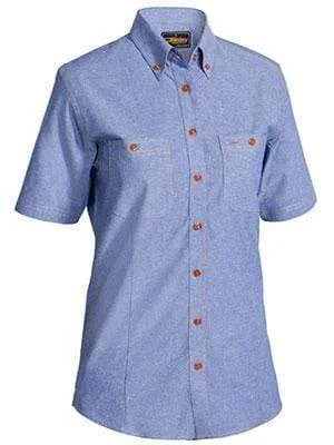 Relaxed Chic Bisley Workwear Women's Chambray Short Sleeve Shirt B71407L