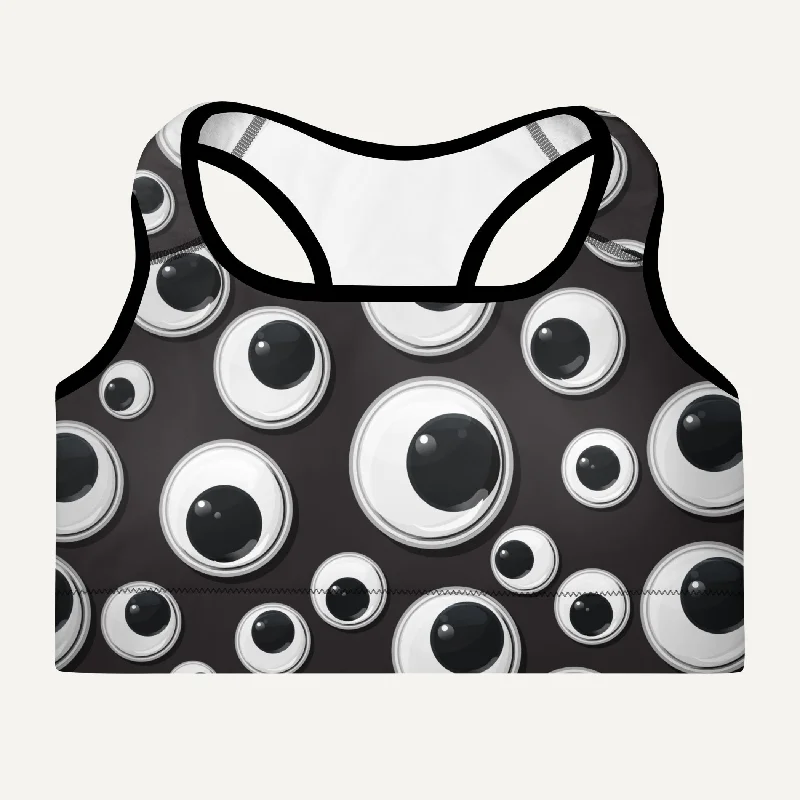 Creative Prints Googly Eyes Padded Sports Bra