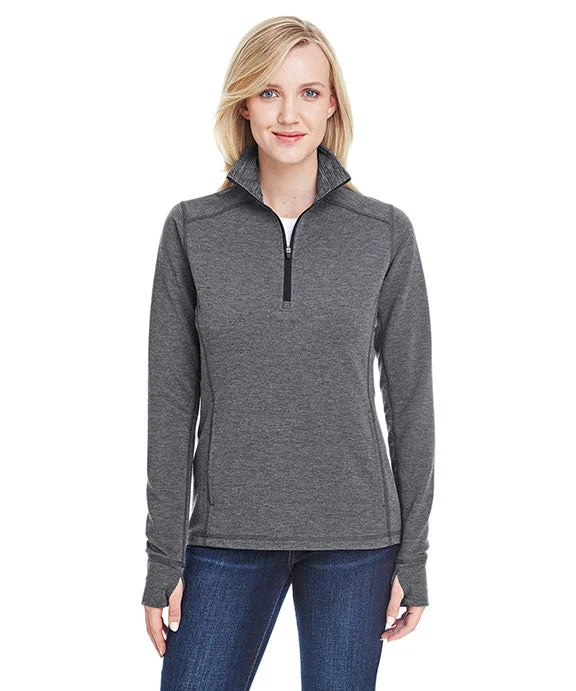 Weekend Wear JA8433 - J America Ladies Omega Stretch Quarter-Zip | Charcoal Triblend