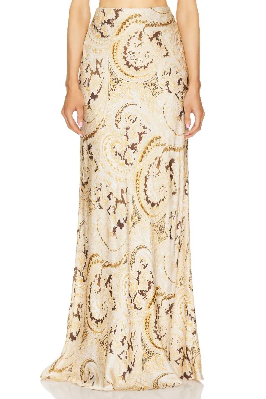 Must-have For Fashion Zeta Long Skirt In Ivory Multi Boute Paisley