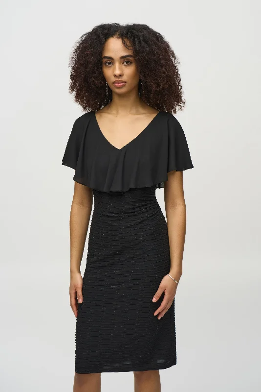Personalized Wear J.R  244043 Lurex Cascade And Chiffon Sheath Dress
