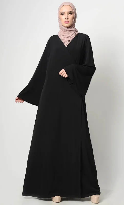 Fashionable And Versatile Simple Wrap around Abaya Dress