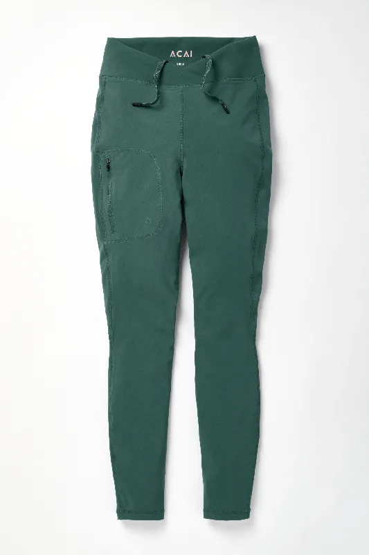 Effortless Elegance Shower Resistant Softshell Leggings - Forest Green