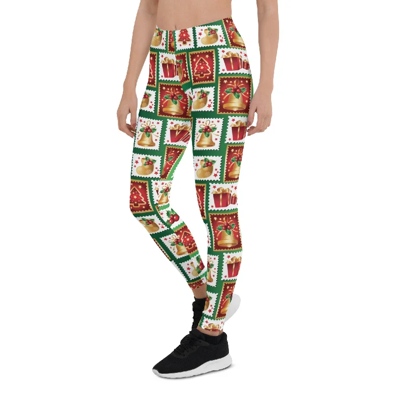 Printed Patterns Christmas Stamps Leggings