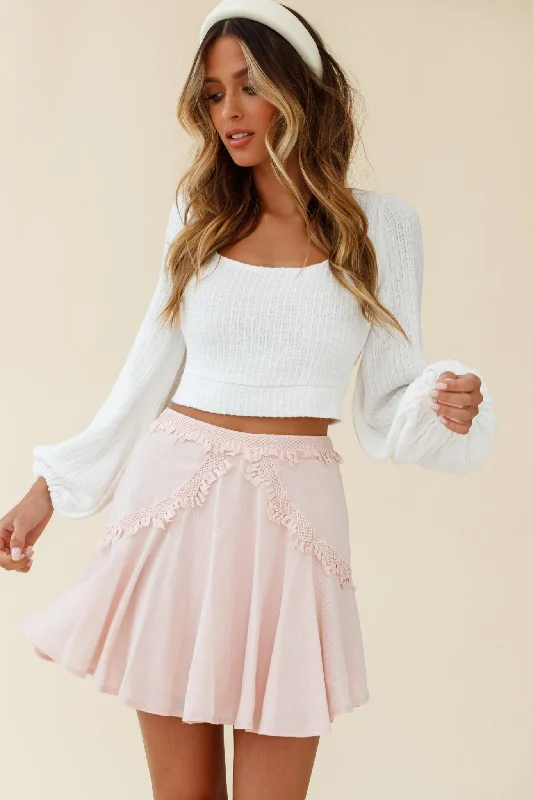 Comfortable Series Wildflower Tassel Trim A-line Skirt Pink