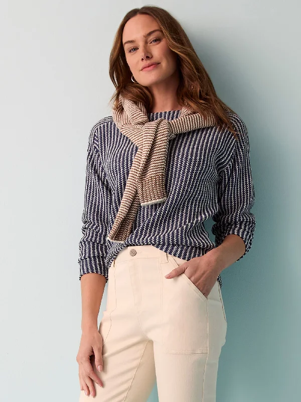 Comfortable Wear Nic + Zoe Zig Zag Blues Top