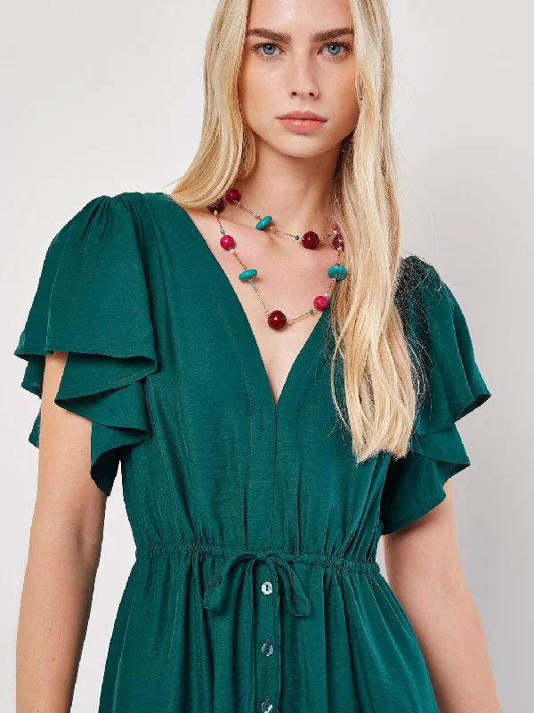Trendy Traveler Ap 843950 Angel Sleeve Button-Down Maxi Dress