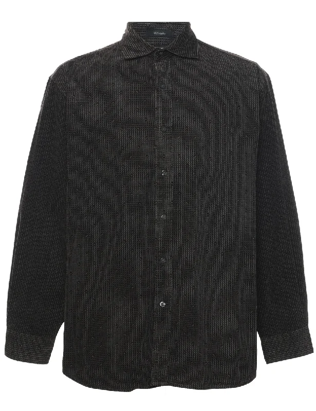 Thin Design Corduroy Checked Pattern Shirt - M
