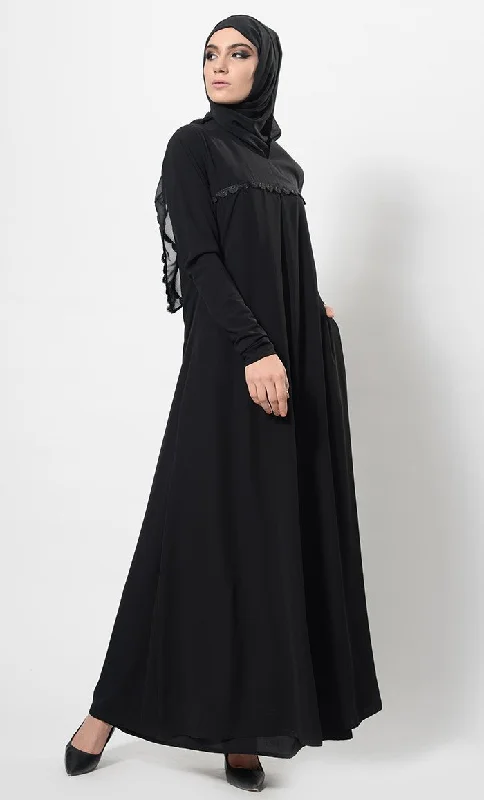 Comfy Pants Flow with lace abaya + Free Hijab