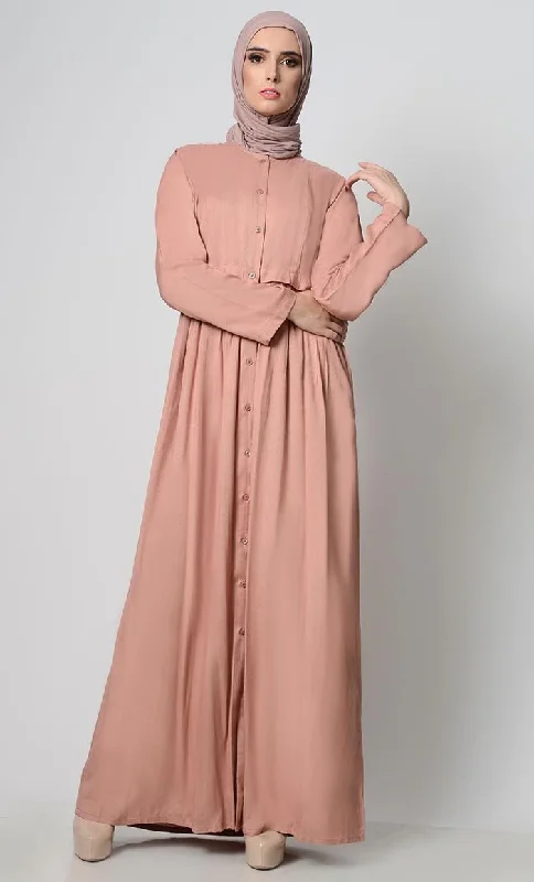 Urban Style Rayon Waist Pleated Gathered Abaya