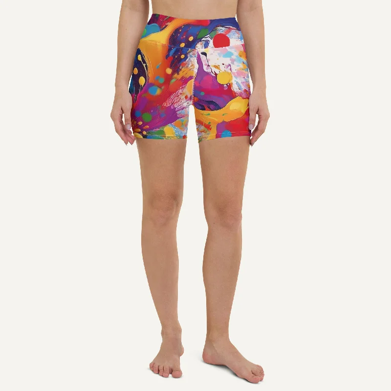 Artistic Temperament Paint Splatters High-Waisted Shorts