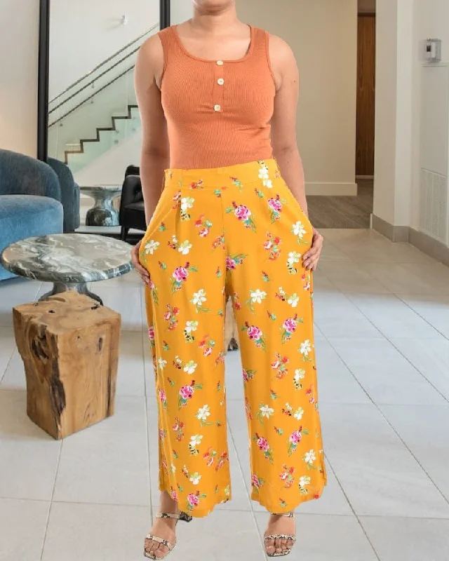 Denim Design Mustard 3/4 Palazzo Pants