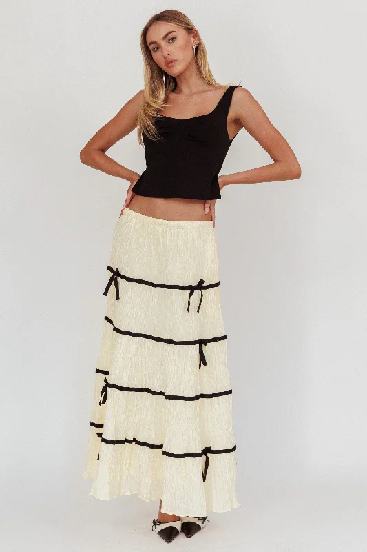Preview New Products Tunnel Of Love Contrast Bow A-Line Maxi Skirt Natural