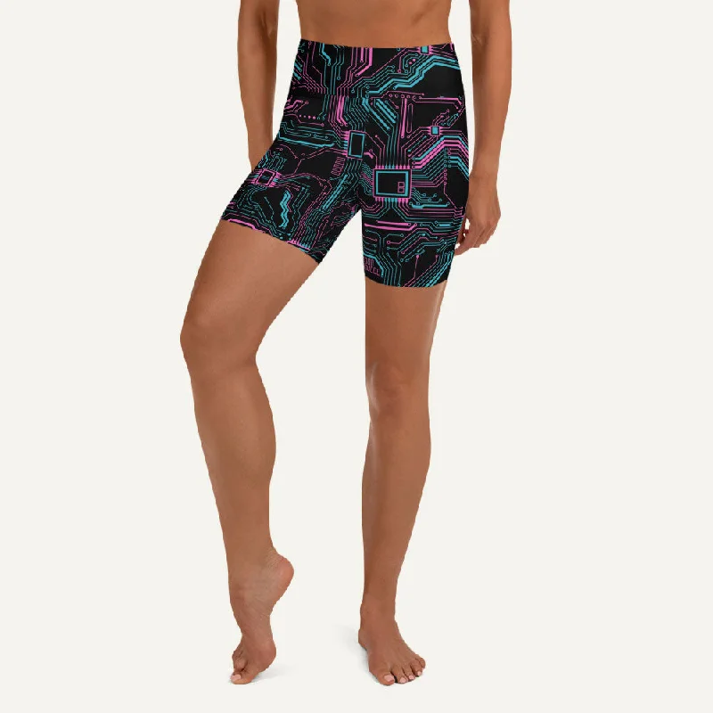 Ethnic Style Cyberpunk Circuit Board High-Waisted Shorts