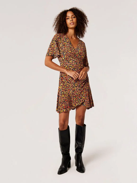 Youthful Vitality Ap 829145 Ditsy Floral Wrap Mini Dress